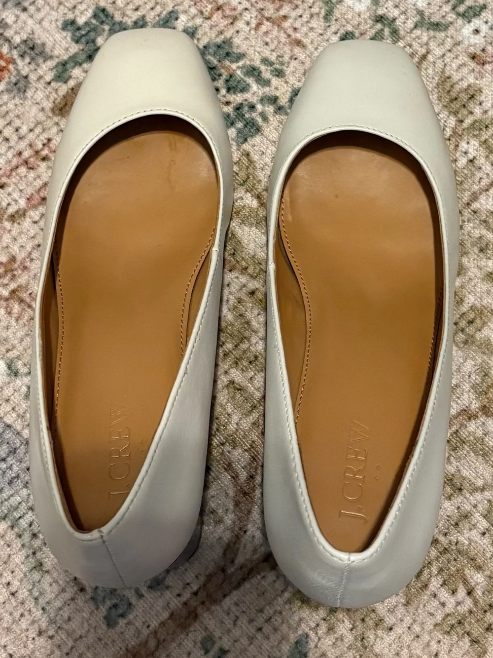 J.CREW Womens Leather Square Toe Casual Heels Pumps Size 8 White Tortoise Shell
